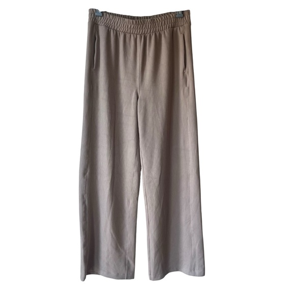 90 Degree by Reflex Scuba Rib Asbury Pants Women’s L Taupe Wide Leg Lounge - Picture 1 of 10